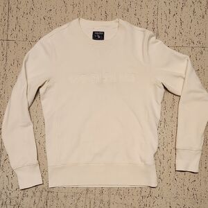 Woolrich Puff Cream White Spellout Logo Pullover Crewneck Sweater